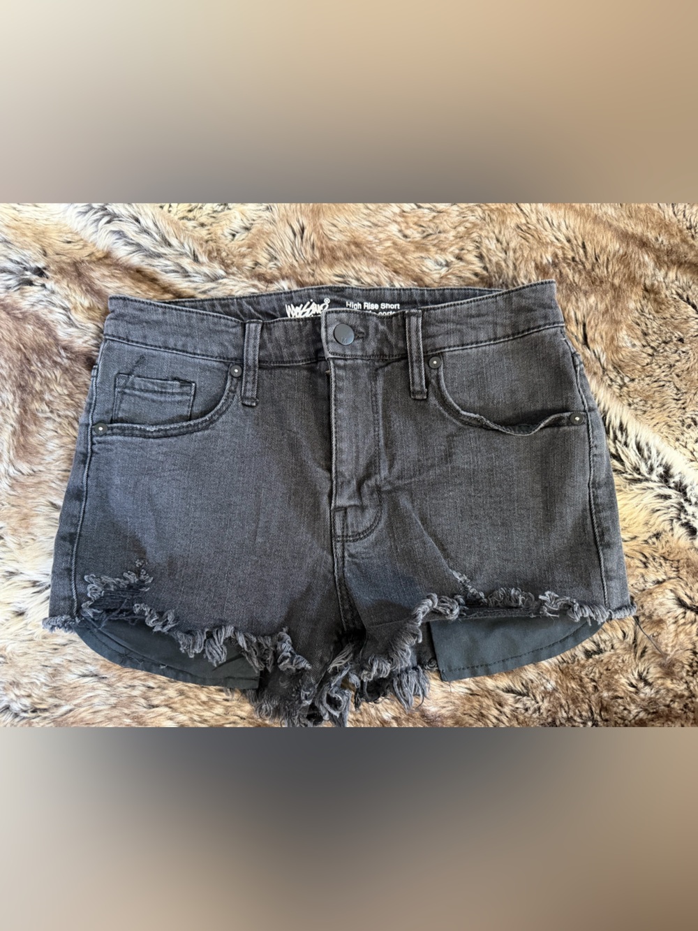 Mossimo Supply Co. Black Frayed Hem High-Rise Denim Shorts